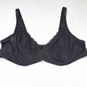 Jones New York Black Bra Floral Lace Underwire Sheer Whimsigoth Lingerie 34B
